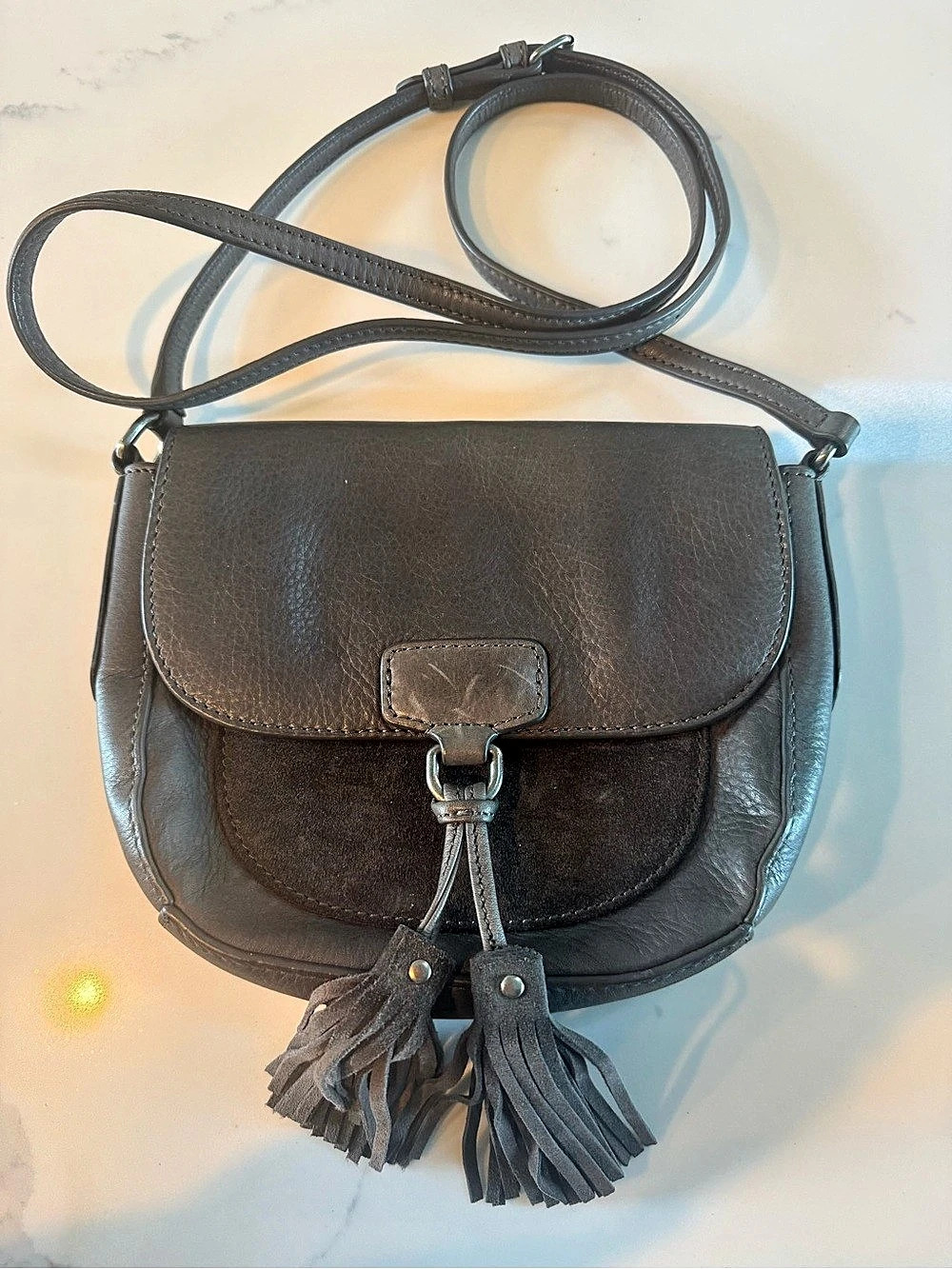 Frye Ilana Saddle Bag Gray Crossbody